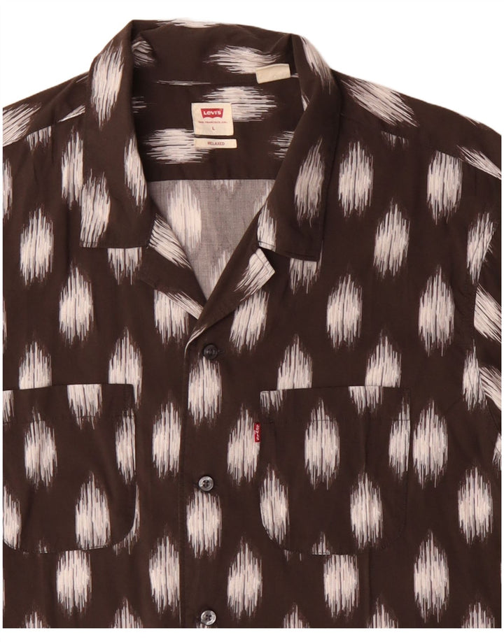 Levi's Mens Relaxed Fit Short Sleeve Shirt Large Brown Ikat