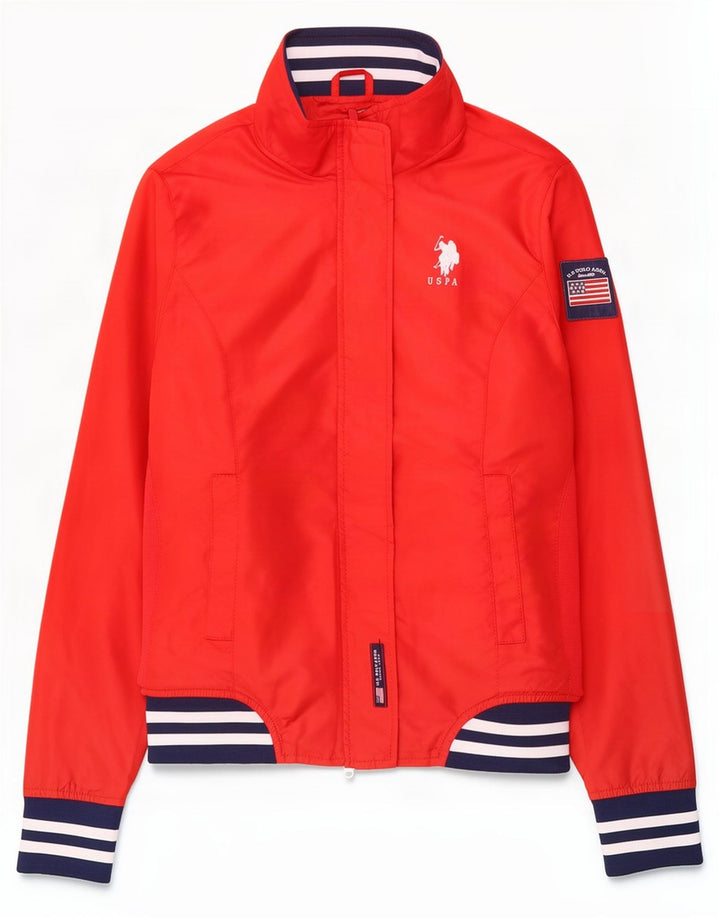 U.S. Polo Assn. Womens Bomber Jacket UK 14 Medium Red Colourblock Polyester