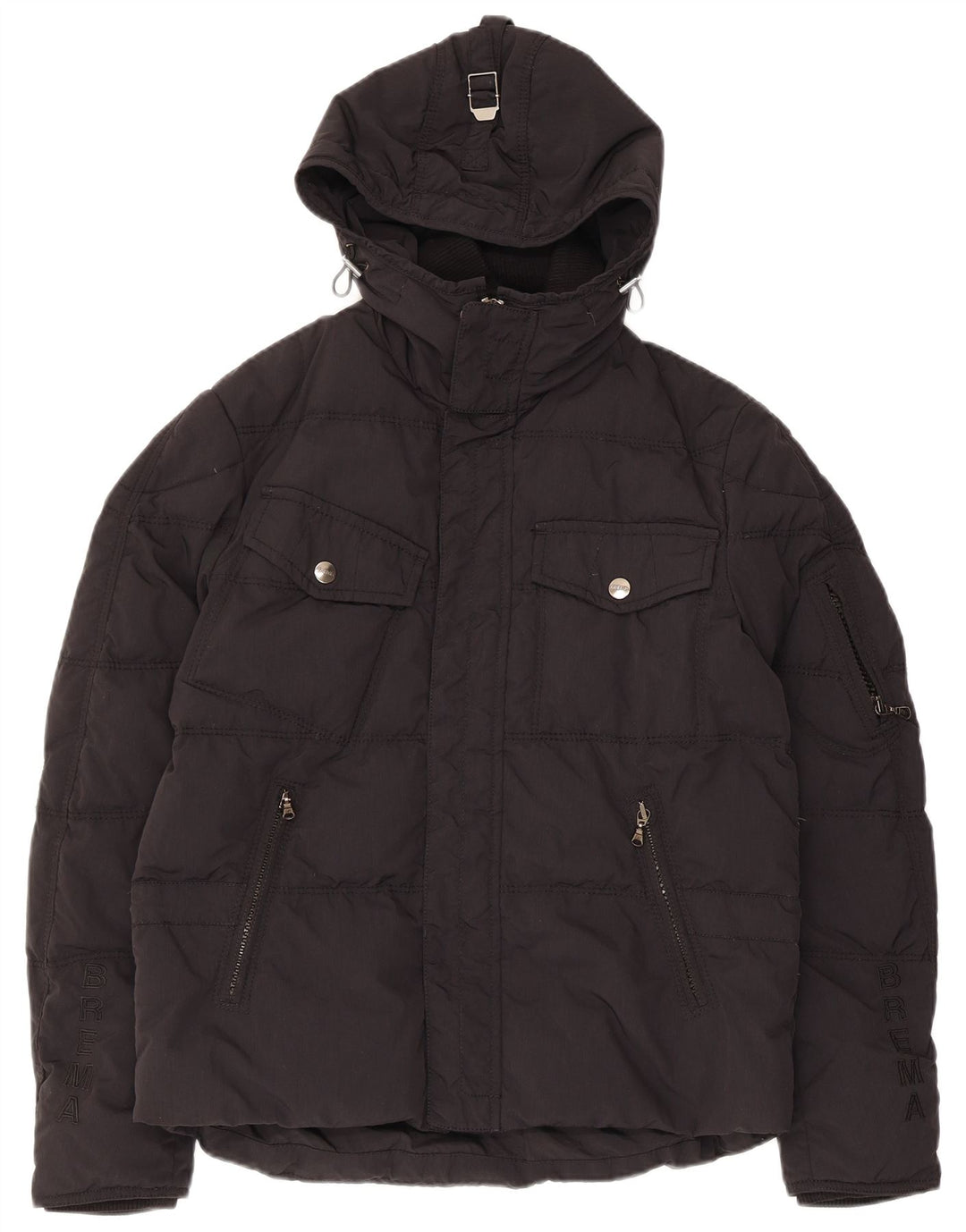 Brema Mens Hooded Padded Jacket IT 46 Small Black Polyamide