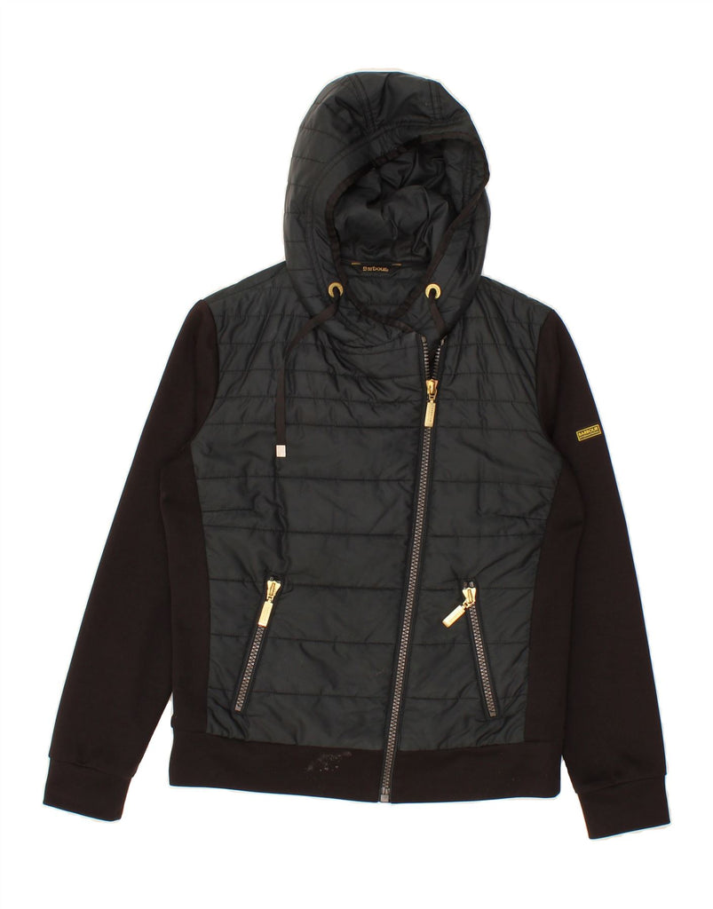 BARBOUR Womens Hooded Padded Jacket UK 12 Medium Black Polyester Vintage Barbour and Second-Hand Barbour from Messina Hembry 