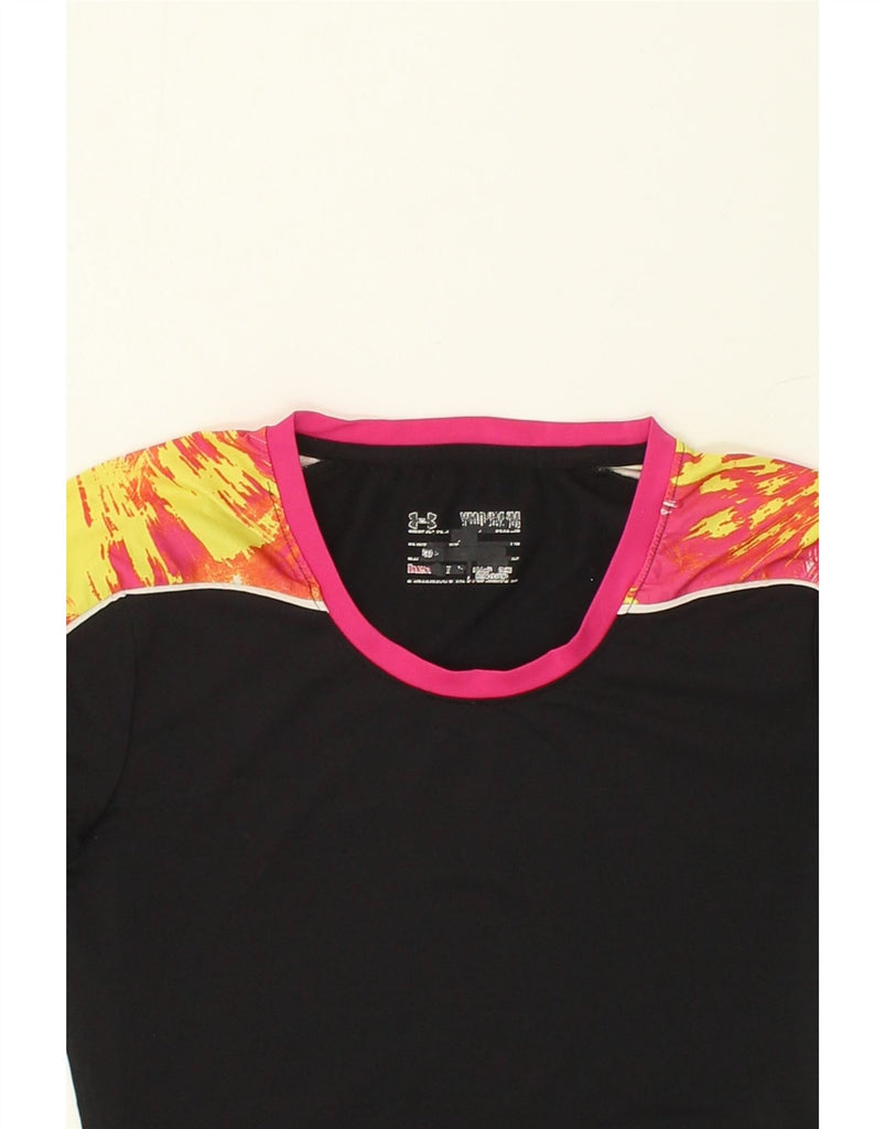 UNDER ARMOUR Girls Heat Gear Graphic T-Shirt Top 9-10 Years Medium Black | Vintage Under Armour | Thrift | Second-Hand Under Armour | Used Clothing | Messina Hembry 