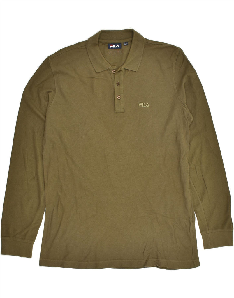 FILA Mens Long Sleeve Polo Shirt Medium Brown Cotton | Vintage Fila | Thrift | Second-Hand Fila | Used Clothing | Messina Hembry 