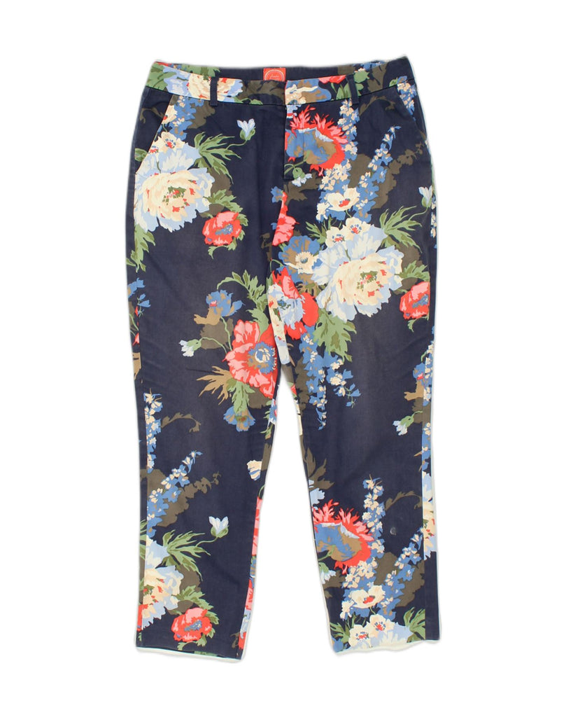 JOULES Womens Tapered Chino Trousers UK 10 Small W31 L25 Navy Blue Floral | Vintage Joules | Thrift | Second-Hand Joules | Used Clothing | Messina Hembry 