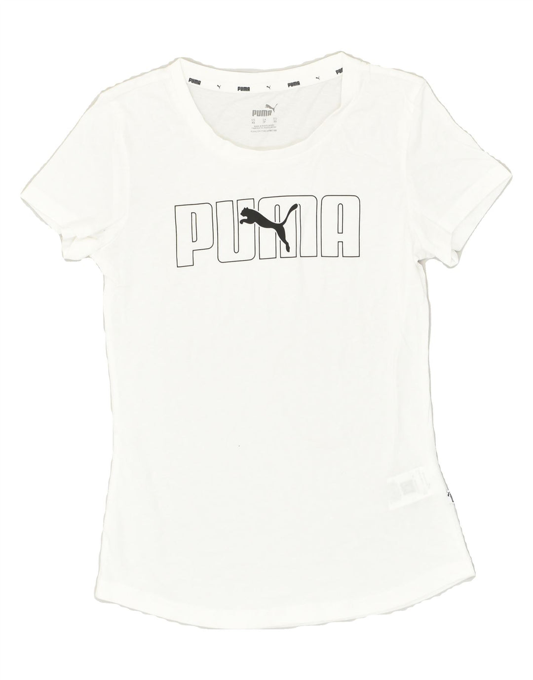 PUMA Womens Graphic T-Shirt Top UK 6 XS White Cotton | Vintage Puma | Thrift | Second-Hand Puma | Used Clothing | Messina Hembry 
