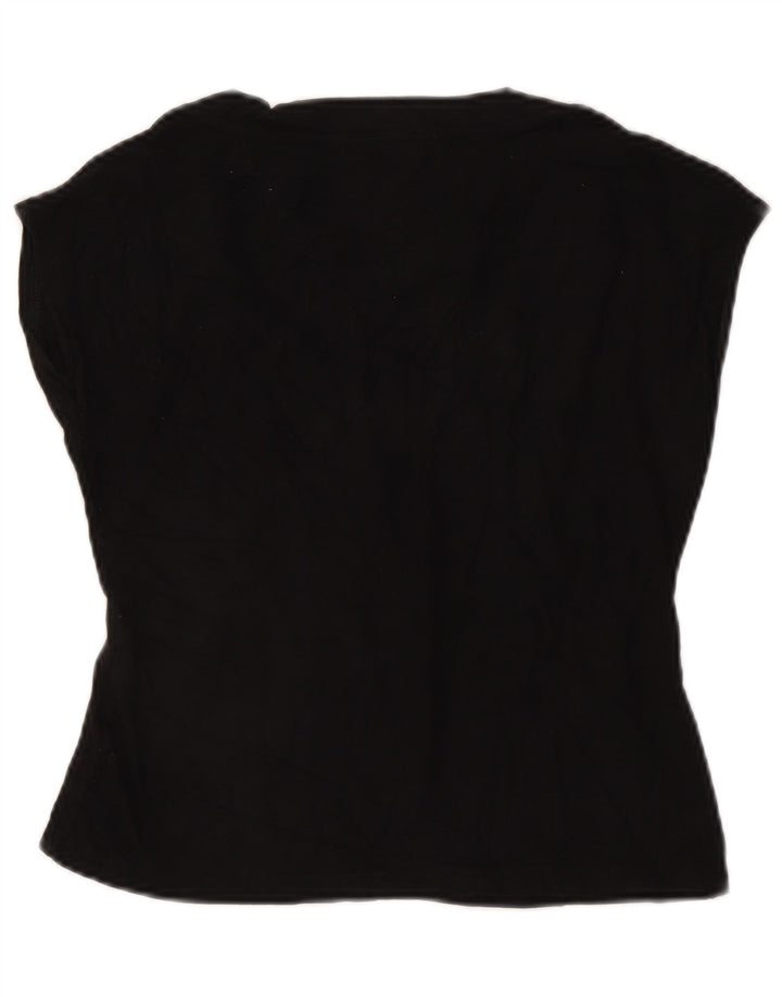 SASHA Womens Crop Blouse Top UK 12 Medium Black Viscose