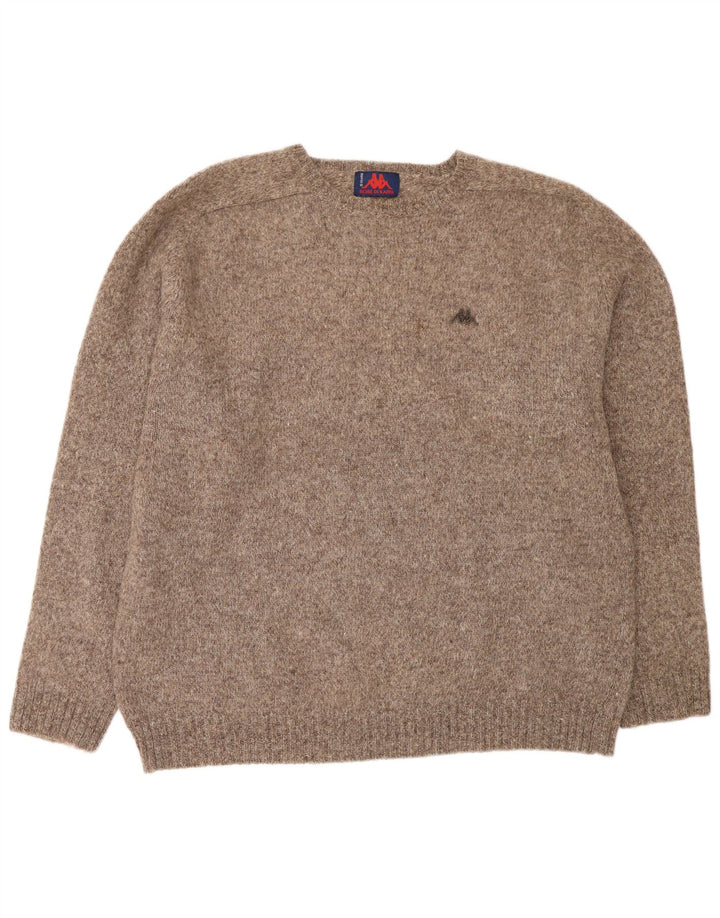 KAPPA Mens Crew Neck Jumper Sweater 2XL Brown Flecked Wool