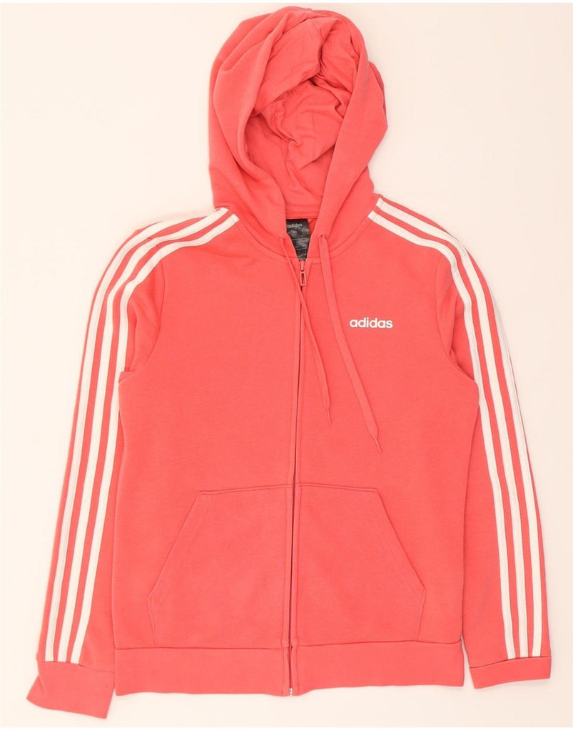 ADIDAS Womens Zip Hoodie Sweater UK 12/14 Medium Pink Cotton Vintage Adidas and Second-Hand Adidas from Messina Hembry 