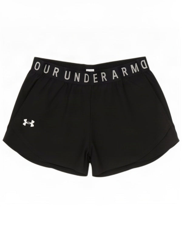 Under Armour Womens Heat Gear Graphic Sport Shorts UK 4 XS Black Polyester