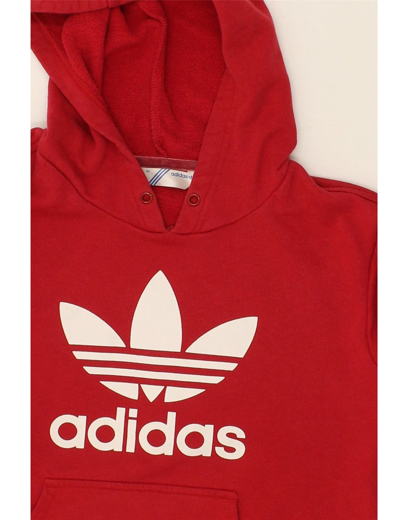 ADIDAS Womens Graphic Hoodie Jumper EU 40 Medium Red Cotton | Vintage Adidas | Thrift | Second-Hand Adidas | Used Clothing | Messina Hembry 