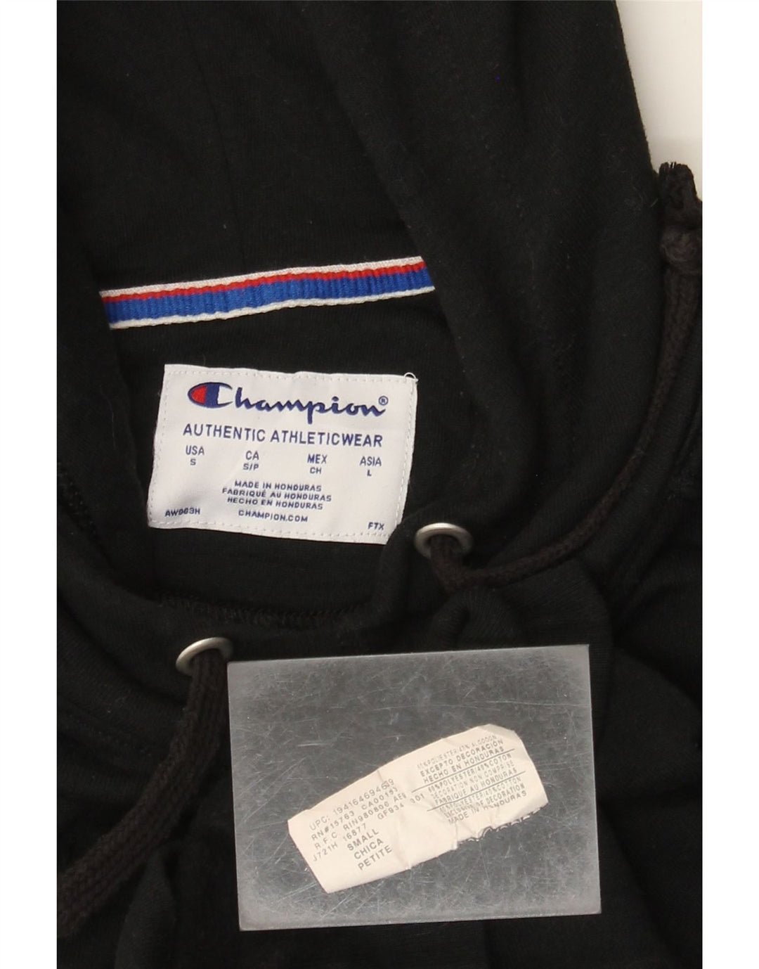 CHAMPION Womens Graphic Hoodie Jumper Small Black Polyester