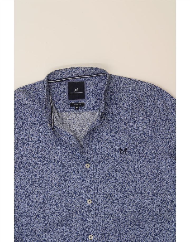 CREW CLOTHING Mens Abstract Pattern Slim Fit Shirt Medium Blue Cotton Vintage Crew Clothing and Second-Hand Crew Clothing from Messina Hembry 
