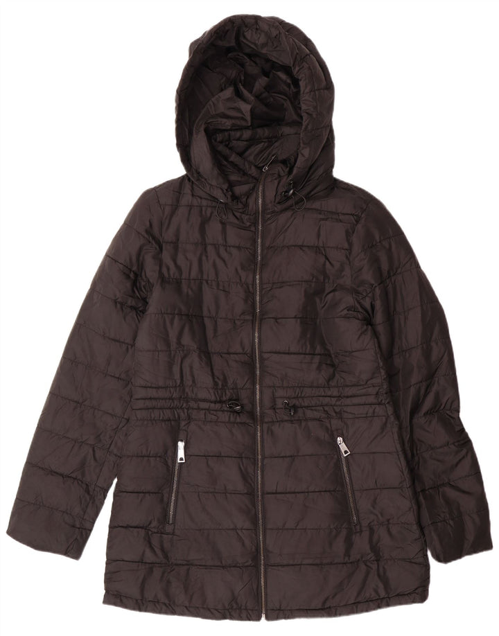 ZARA Womens Hooded Padded Jacket UK 10 Small Black Polyester