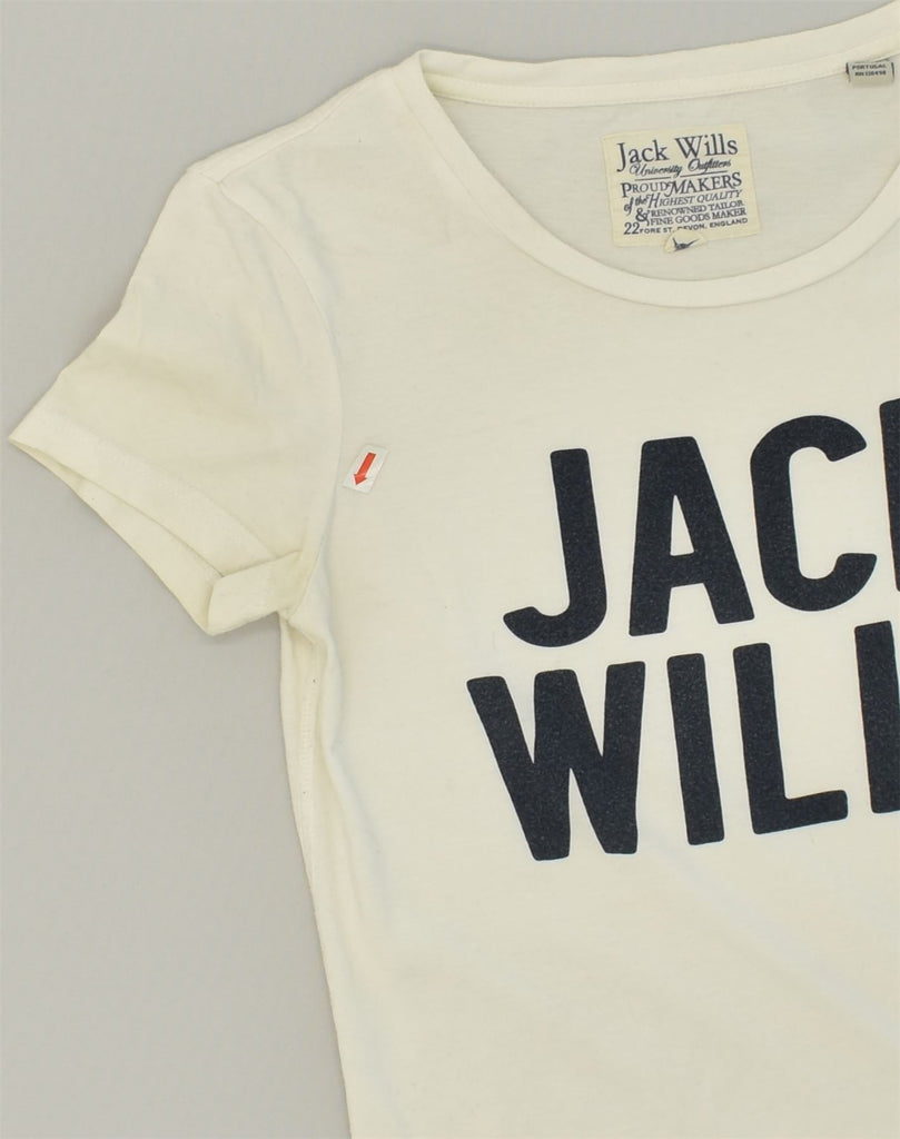 JACK & JONES Womens Graphic T-Shirt Top UK 8 Small  White Cotton | Vintage Jack & Jones | Thrift | Second-Hand Jack & Jones | Used Clothing | Messina Hembry 