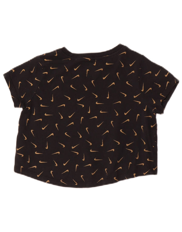 Nike Girls Crop Graphic T-Shirt Top 10-11 Years Medium Black Spotted Cotton