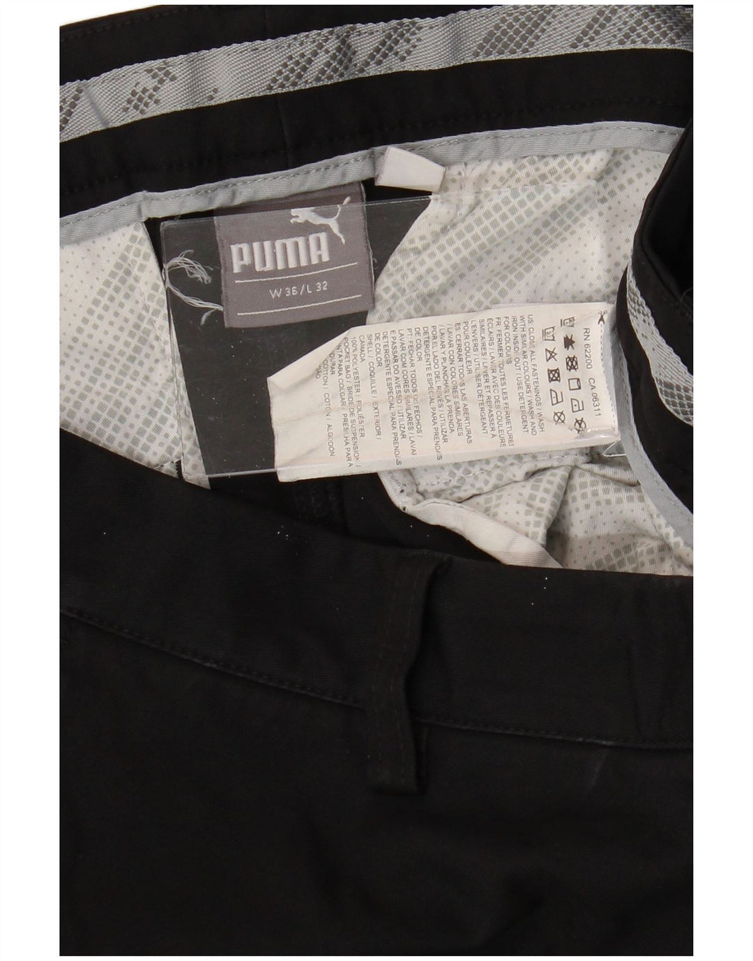 PUMA Mens Slim Chino Trousers W36 L32 Black Polyester