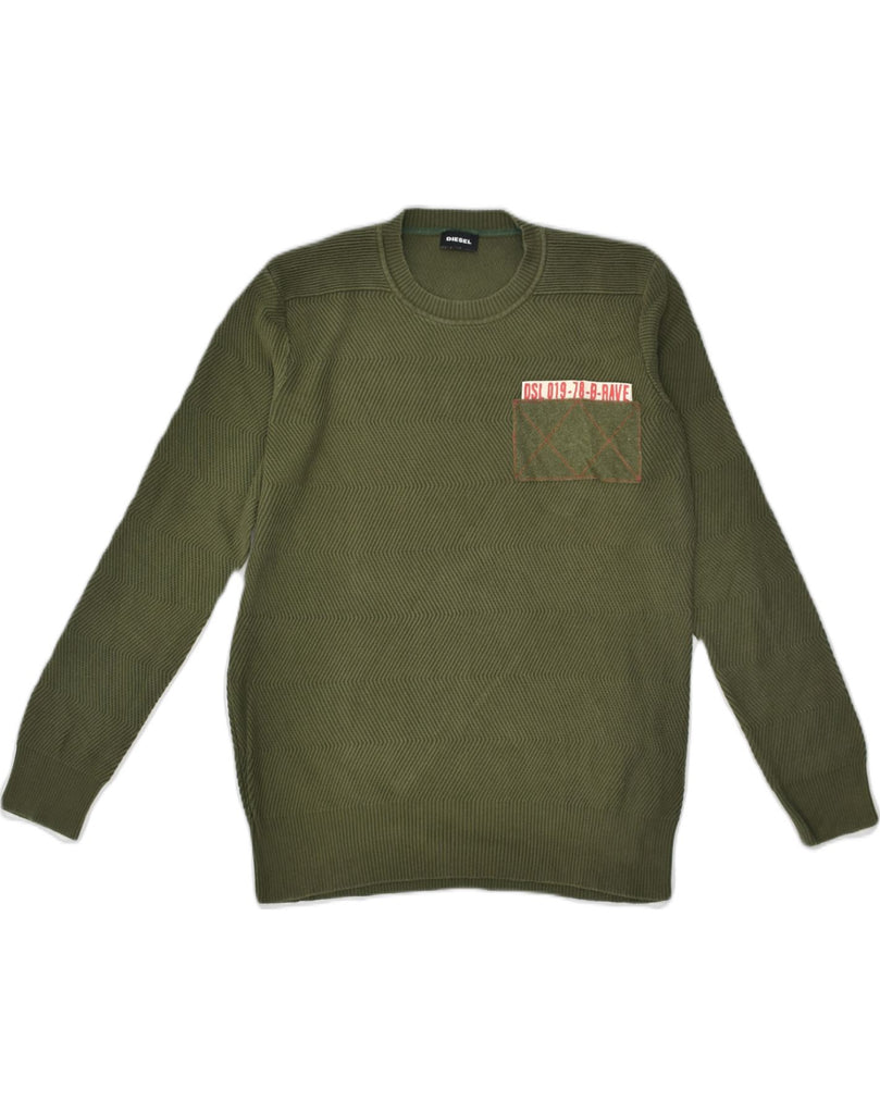 DIESEL Mens Crew Neck Jumper Sweater XS Green Cotton | Vintage Diesel | Thrift | Second-Hand Diesel | Used Clothing | Messina Hembry 