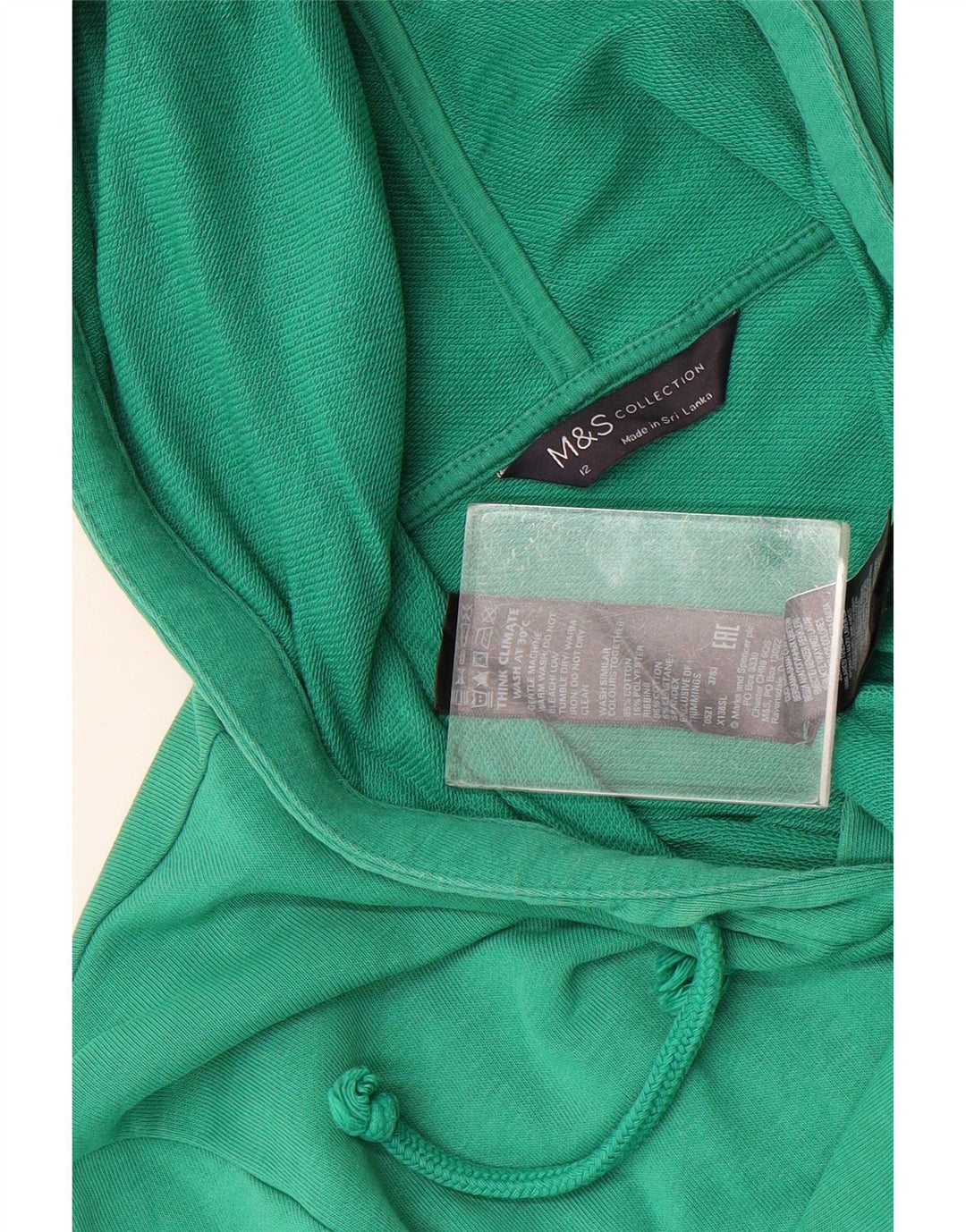 Marks & Spencer Womens Hoodie Jumper UK 12 Medium Green Cotton
