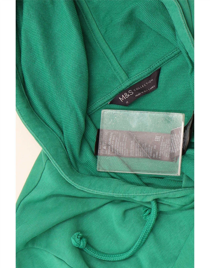 Marks & Spencer Womens Hoodie Jumper UK 12 Medium Green Cotton