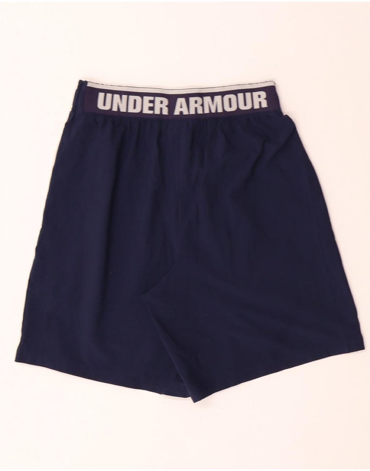 UNDER ARMOUR Mens Graphic Sport Shorts Medium Navy Blue Polyester Sports