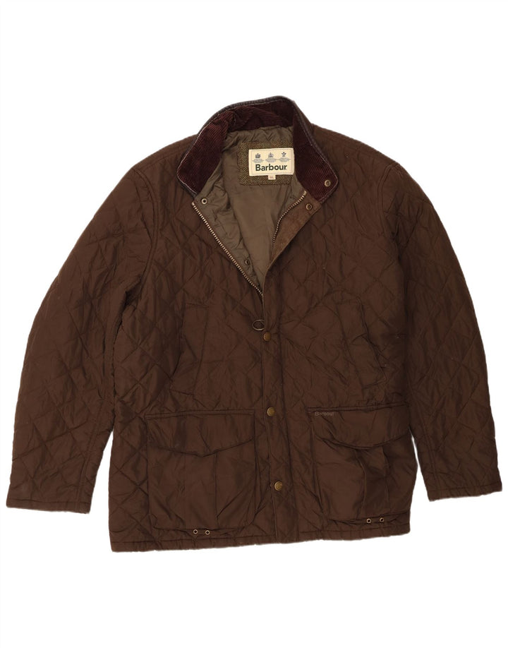 Barbour Mens Quilted Jacket UK 44 2XL Brown Polyester