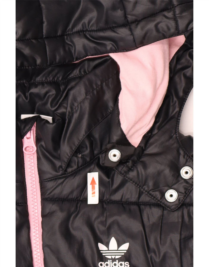 Adidas Girls Hooded Padded Jacket 11-12 Years Black Polyester