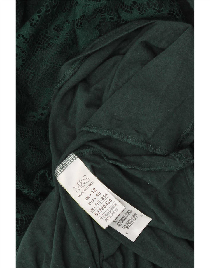 Marks & Spencer Womens Top Long Sleeve UK 12 Medium Green Paisley Viscose