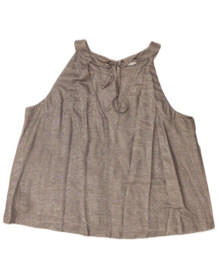 Coast Womens Crop Top UK 16 Large  Silver Viscose
