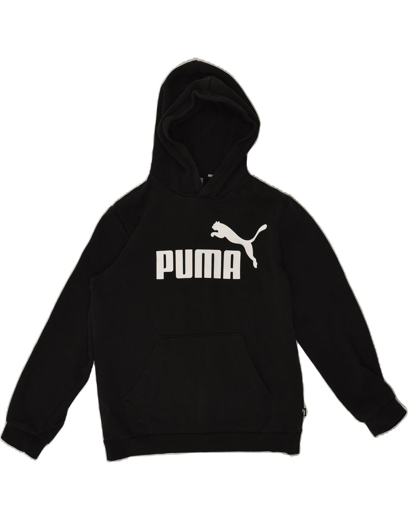 PUMA Boys Graphic Hoodie Jumper 13-14 Years Black Cotton | Vintage Puma | Thrift | Second-Hand Puma | Used Clothing | Messina Hembry 