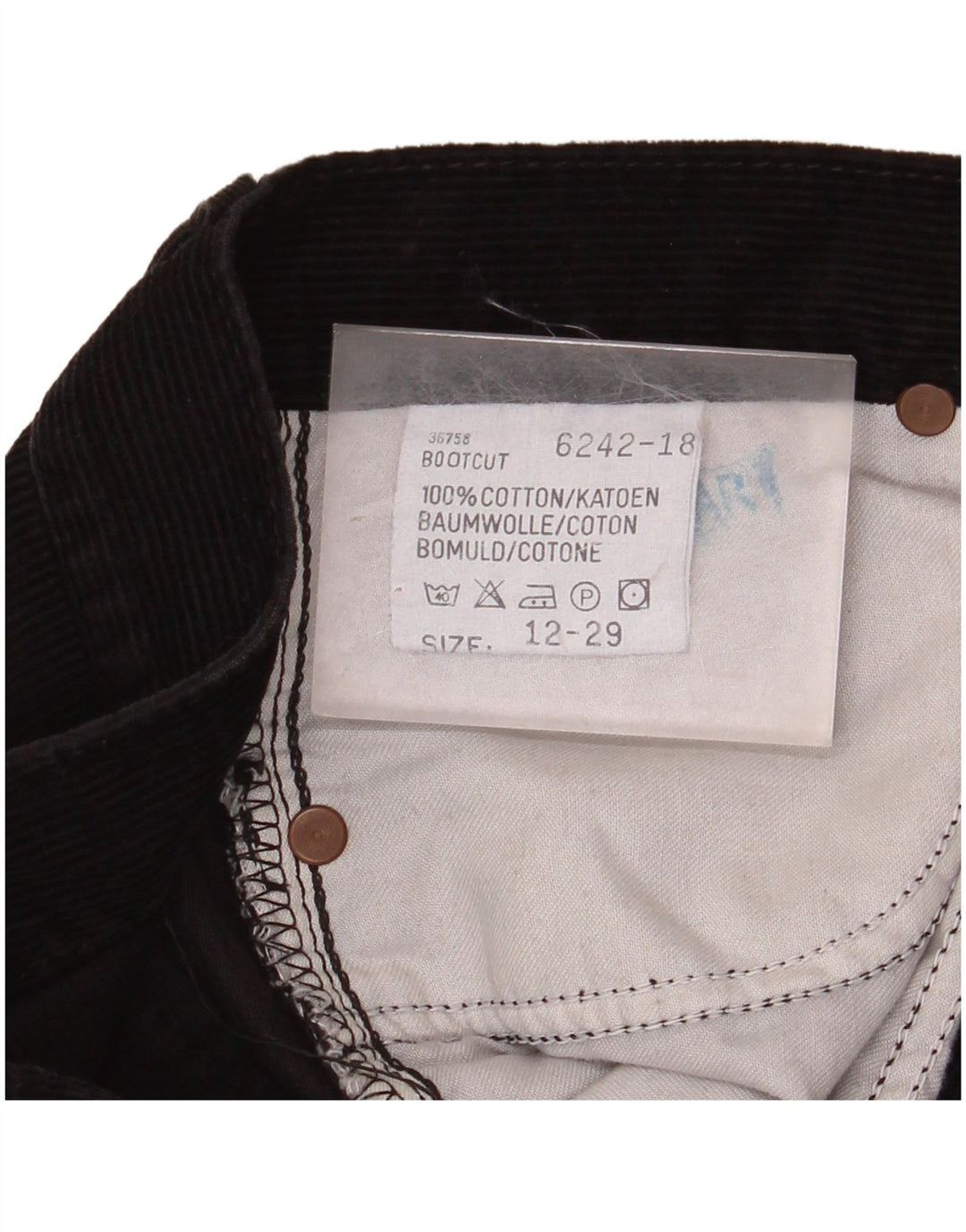 LEE Womens Straight High Waist Corduroy Trousers US 12 Large W29 L30 Black