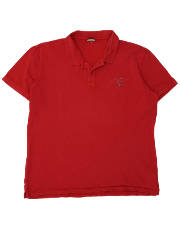 Napapijri Mens Polo Shirt 3XL Red Cotton