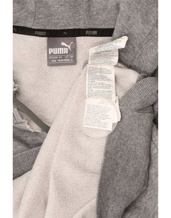 Puma Mens Graphic Hoodie Jumper Medium Grey Flecked Cotton