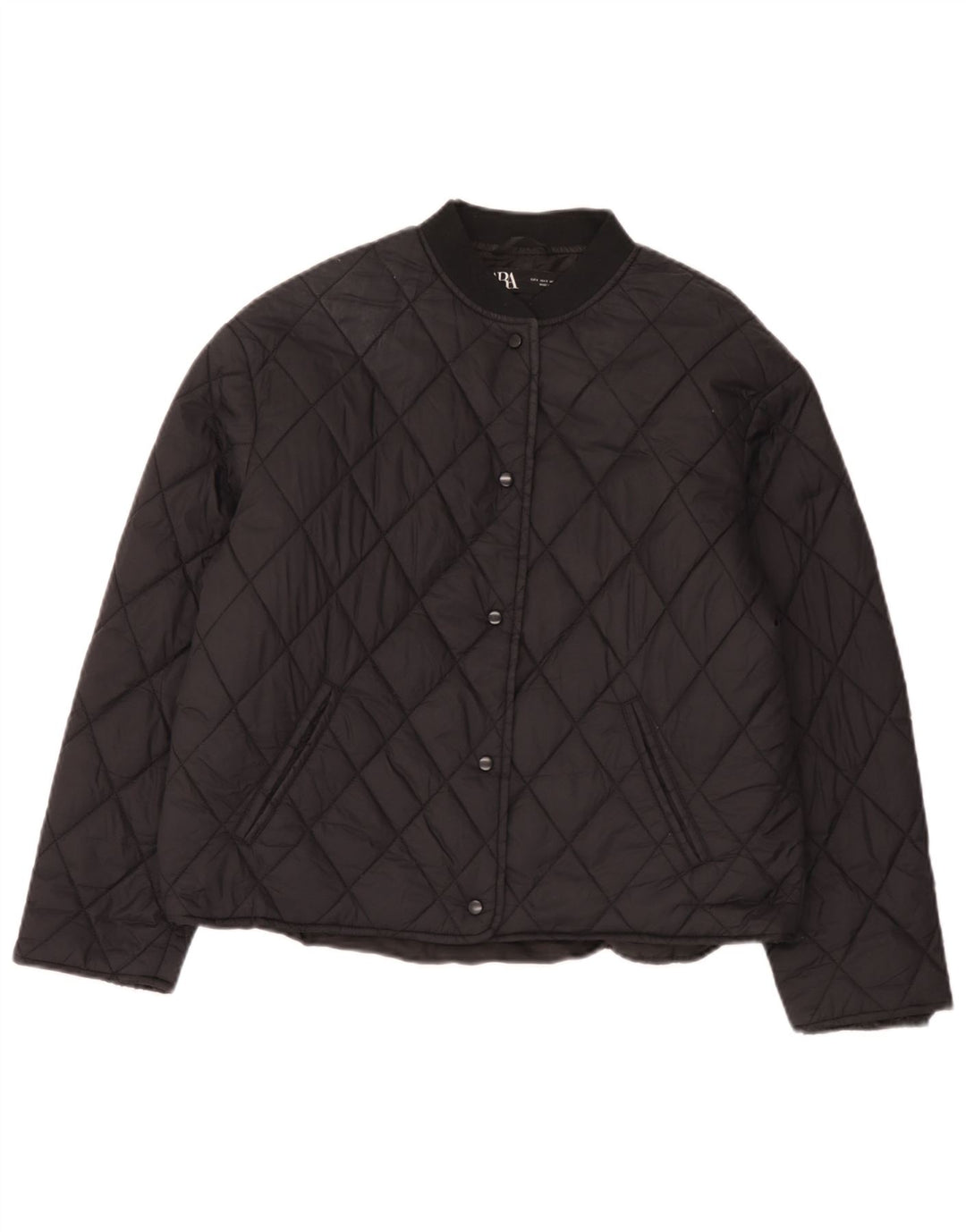 Zara Womens Oversized Quilted Jacket UK 10 Small Black