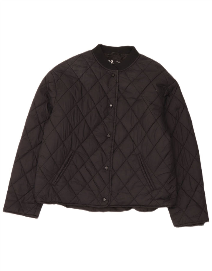 Zara Womens Oversized Quilted Jacket UK 10 Small Black