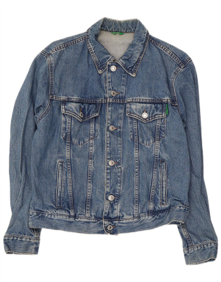 BENETTON Mens Denim Jacket UK 36 Small Blue Cotton