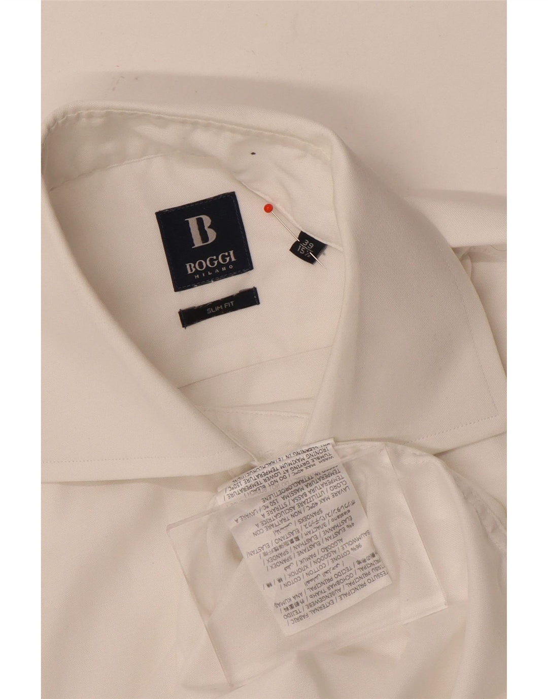Boggi Mens Slim Fit Shirt Size 39 15 1/2 Medium White Cotton