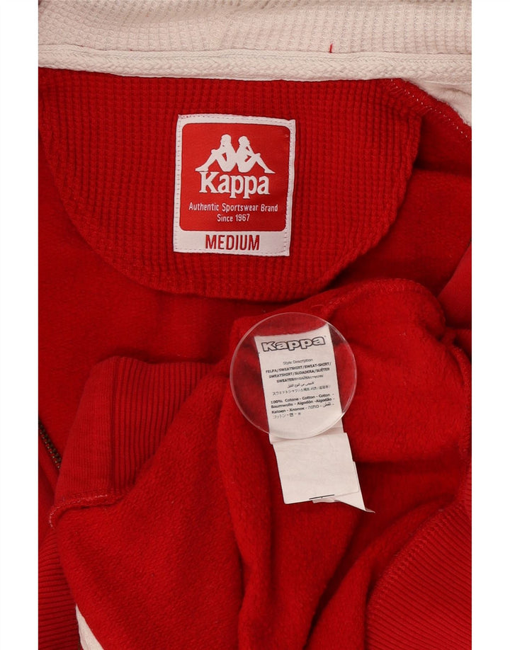 Kappa Mens Graphic Zip Hoodie Sweater Medium Red Colourblock Cotton