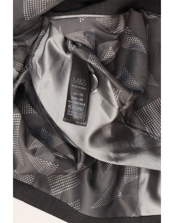 Marks & Spencer Womens 1 Button Blazer Jacket UK 10 Small Grey Polyester