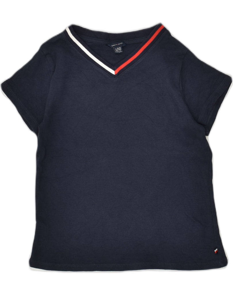 TOMMY HILFIGER Girls T-Shirt Top 12-13 Years Large  Navy Blue Cotton | Vintage Tommy Hilfiger | Thrift | Second-Hand Tommy Hilfiger | Used Clothing | Messina Hembry 