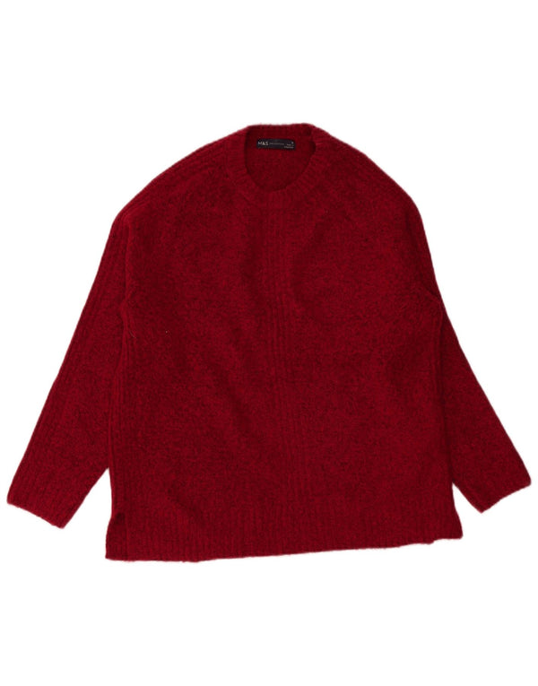 Marks & Spencer Womens Crew Neck Jumper Sweater UK 14 Medium Burgundy