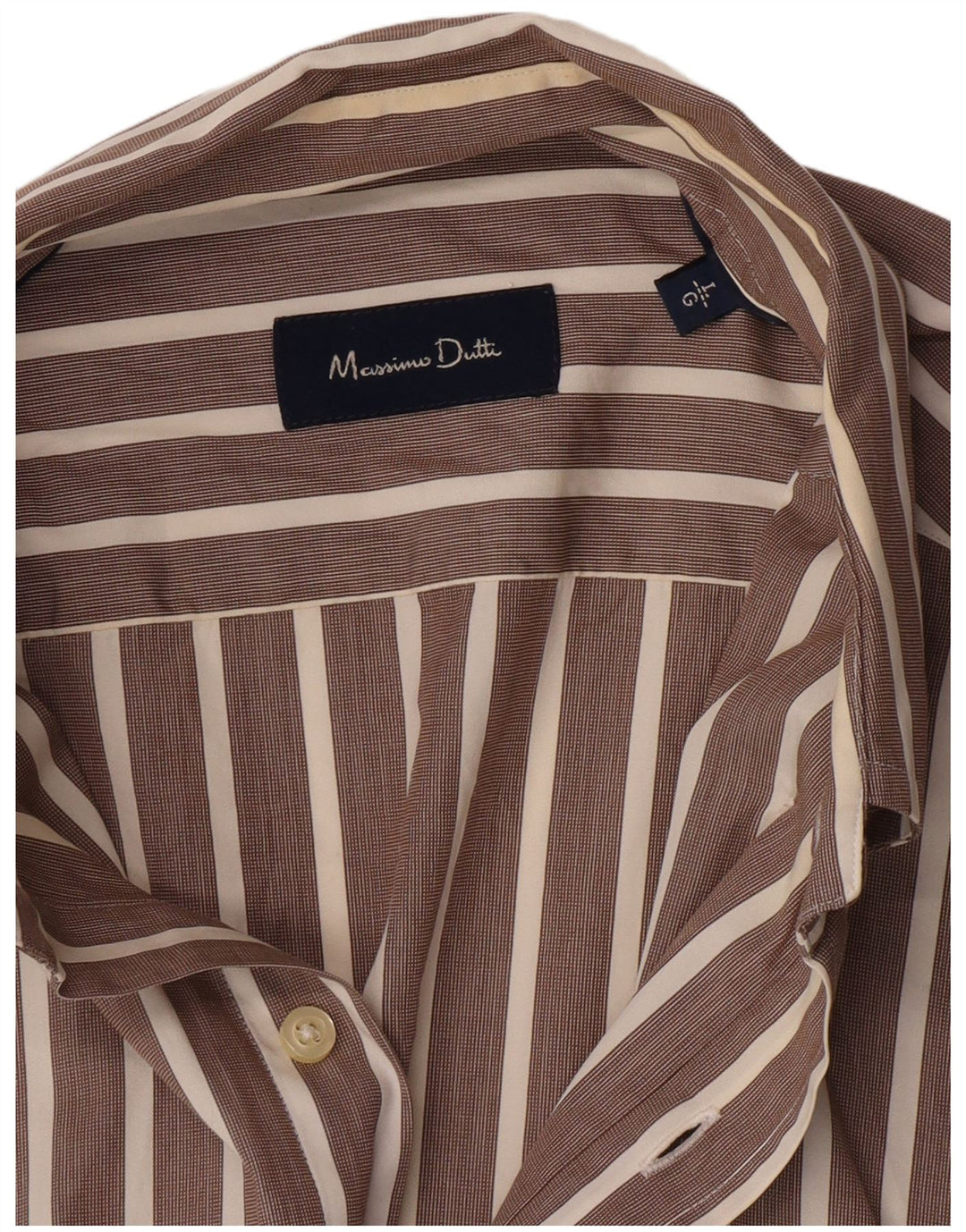 Massimo Dutti Mens Shirt Large Brown Pinstripe