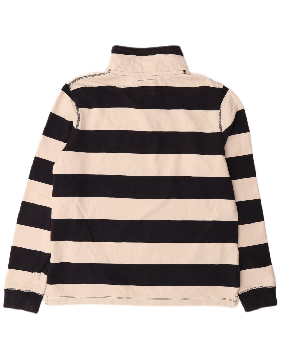 FAT FACE Mens Button Neck Sweatshirt Jumper Medium Navy Blue Striped