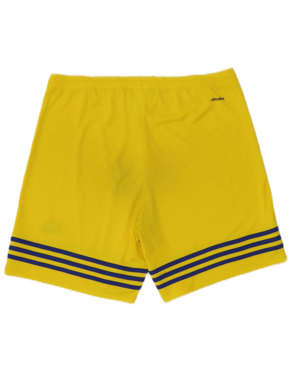 Adidas Mens Climalite Sport Shorts Medium Yellow Striped Polyester