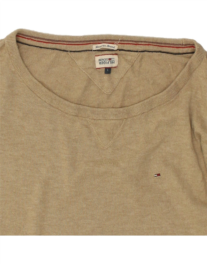 TOMMY HILFIGER Womens Boat Neck Jumper Sweater UK 16 Large Brown Cotton | Vintage Tommy Hilfiger | Thrift | Second-Hand Tommy Hilfiger | Used Clothing | Messina Hembry 