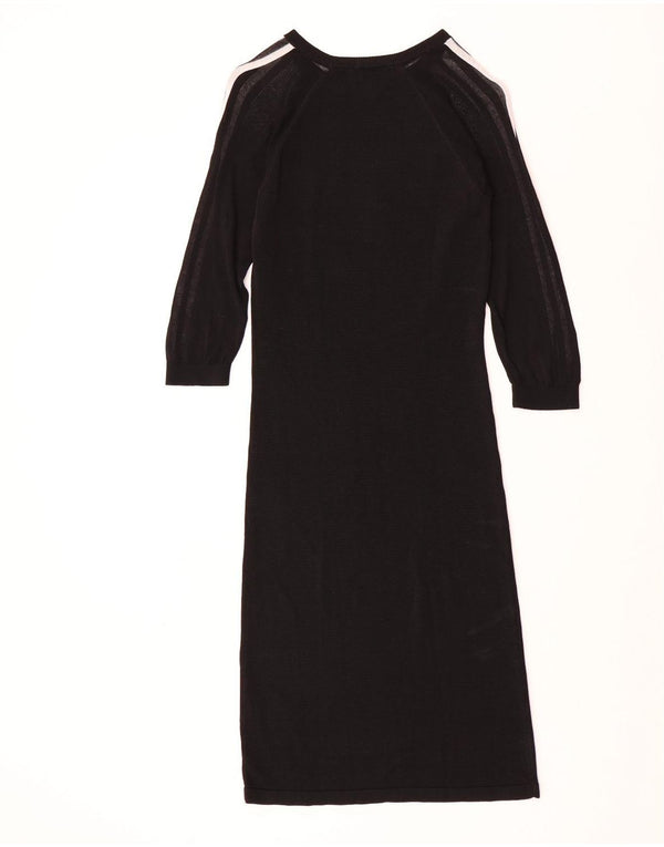 ADIDAS Womens 3/4 Sleeve Jumper Dress UK 14 Medium Black Rayon