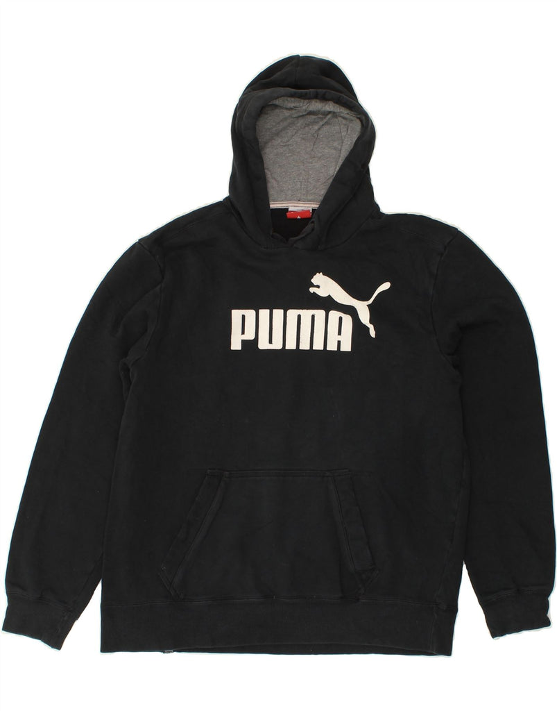 PUMA Mens Graphic Hoodie Jumper Large Black Cotton Vintage Puma and Second-Hand Puma from Messina Hembry 