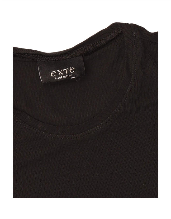 EXTE Womens Crop T-Shirt Top UK 14 Large Black