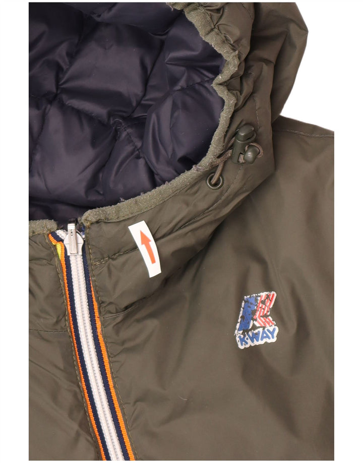 K-Way Mens Hooded Reversible Padded Jacket UK 38 Medium Green Polyamide