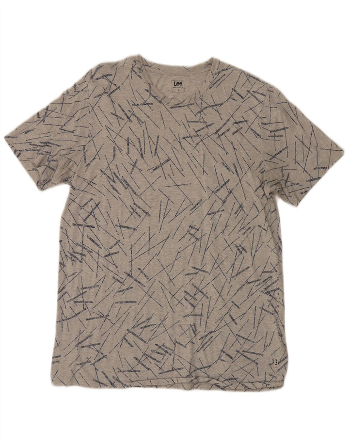 Lee Mens T-Shirt Top Small Grey Striped Cotton