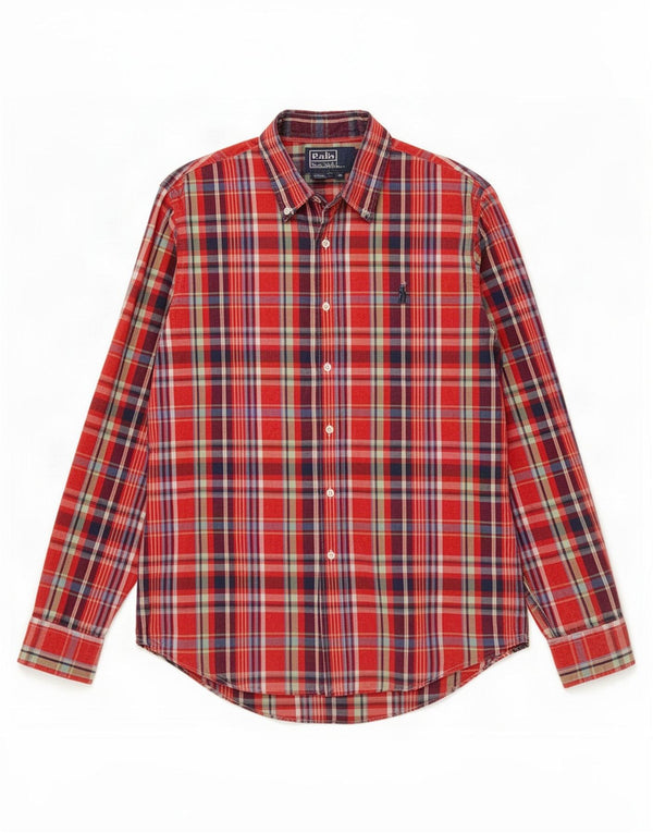Polo Ralph Lauren Mens Custom Fit Shirt Medium Red Plaid Cotton