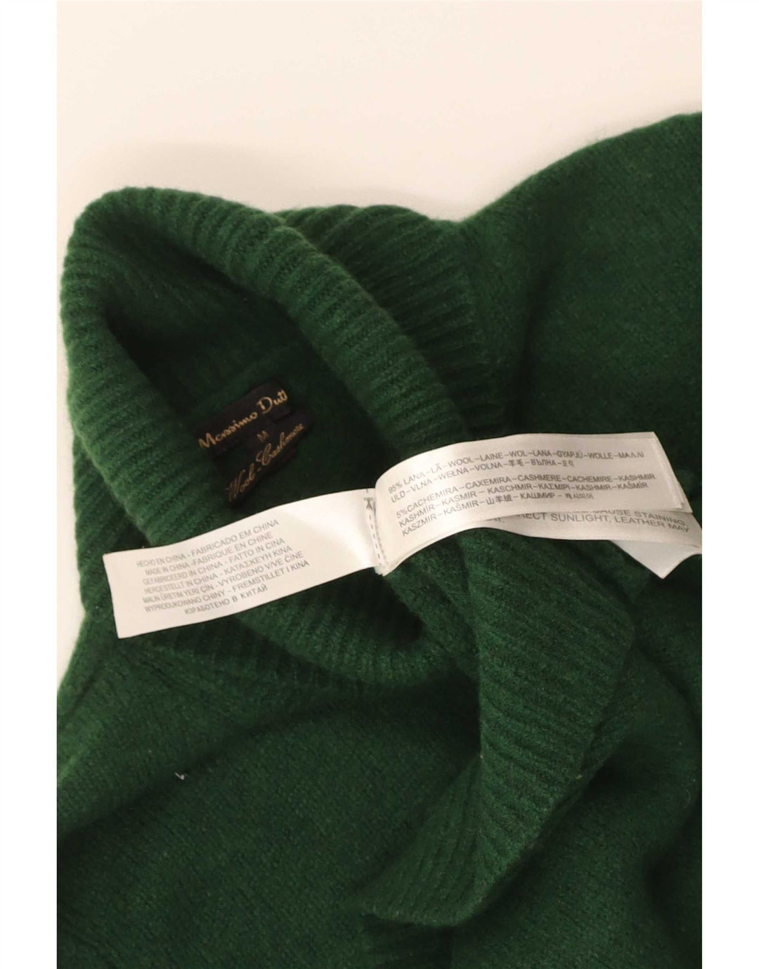 Massimo Dutti Womens Crop Roll Neck Jumper Sweater UK 12 Medium Green Wool
